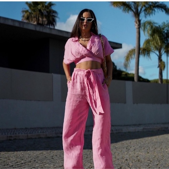 Zara Linen Pants Pink - Picture 8 of 9